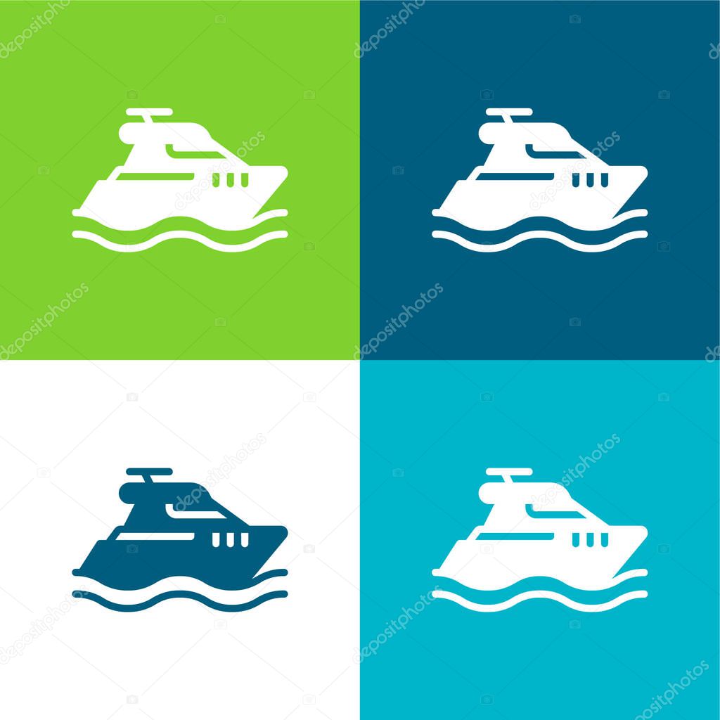 Boat Flat four color minimal icon set