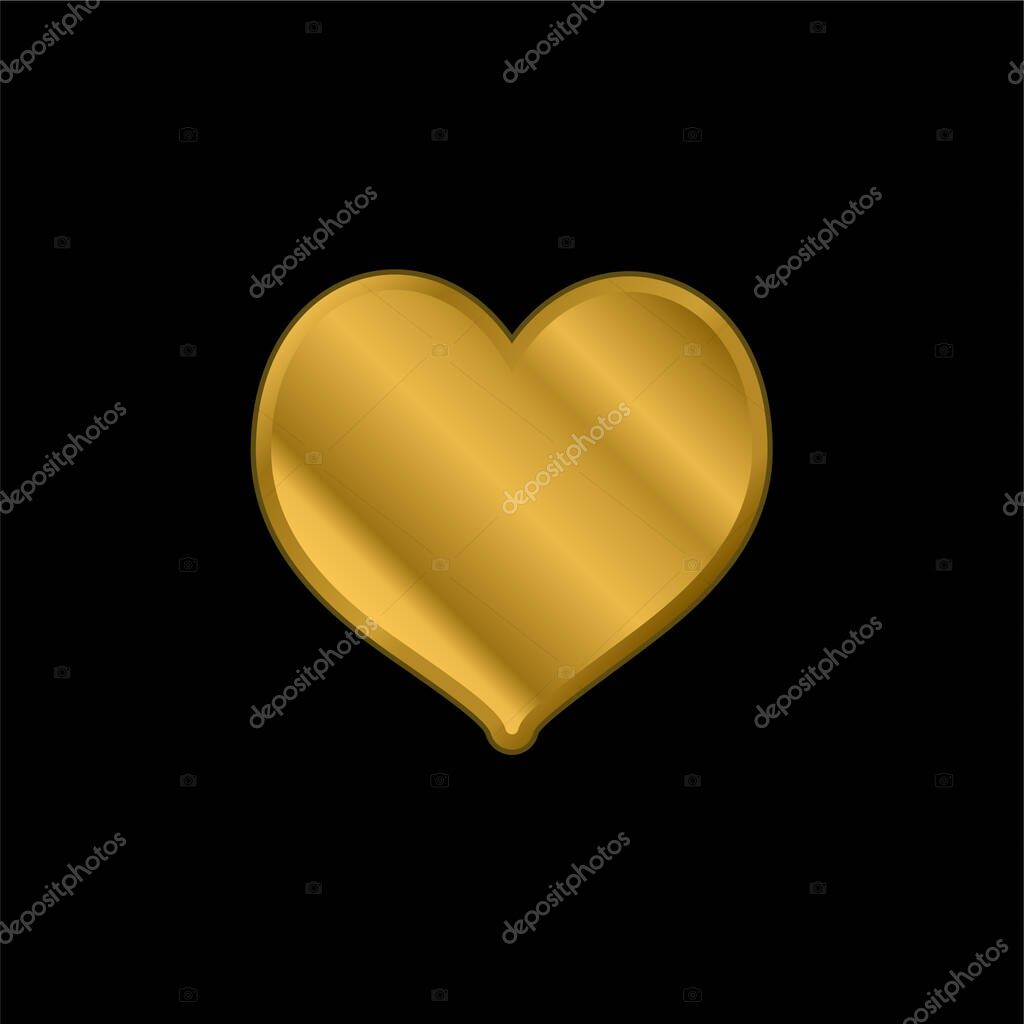 Black Heart Shaped gold plated metalic icon or logo vector