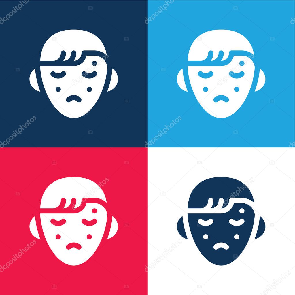 Acne blue and red four color minimal icon set