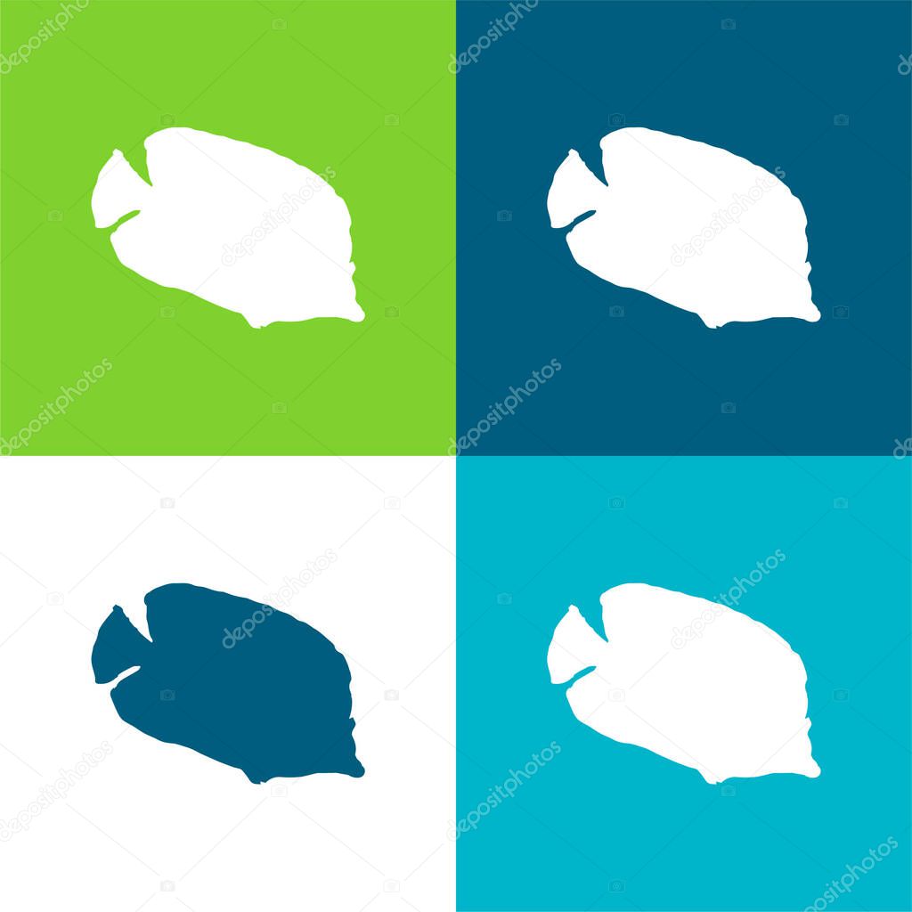Bannerfish Silhouette Flat four color minimal icon set