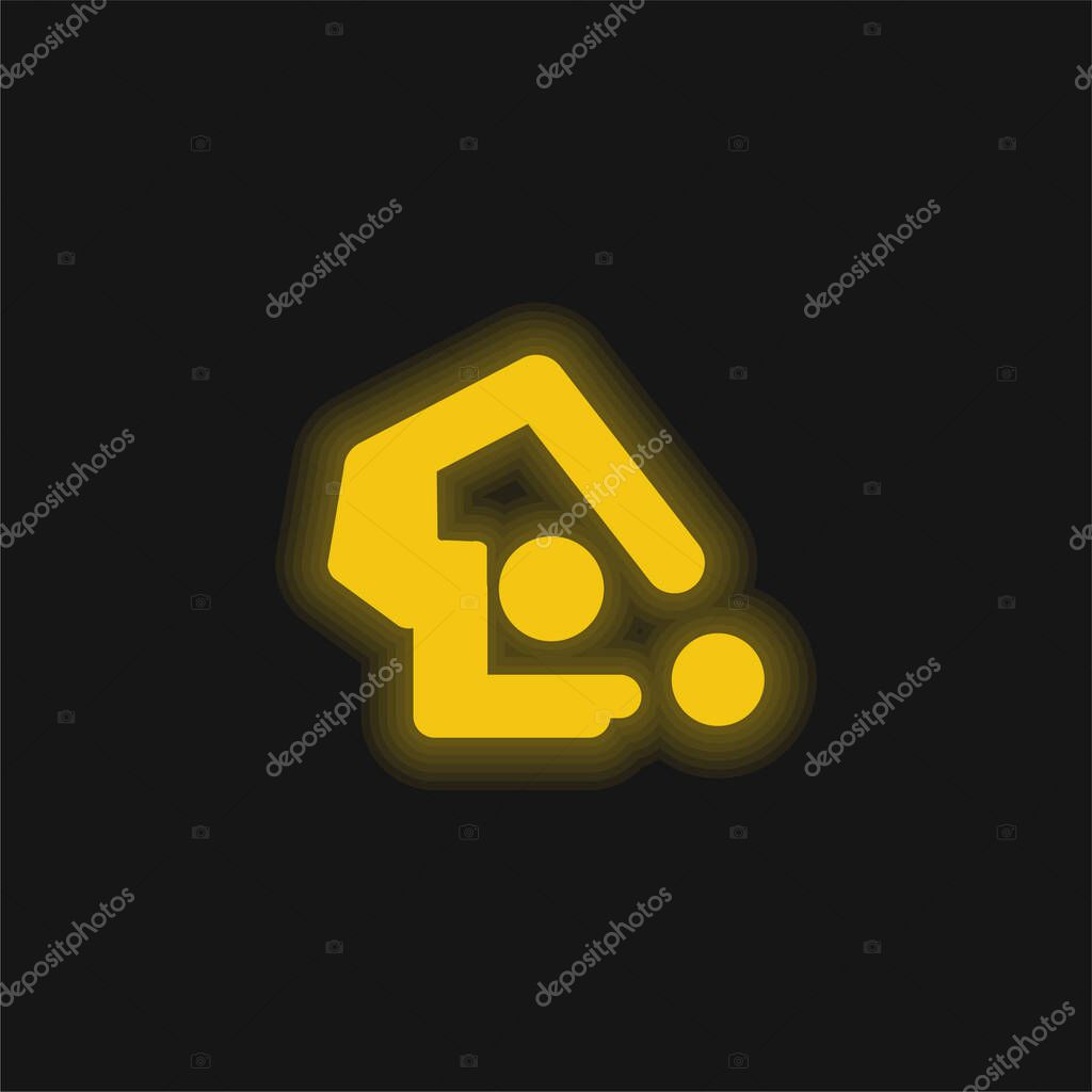 Artistic Gymnastics yellow glowing neon icon