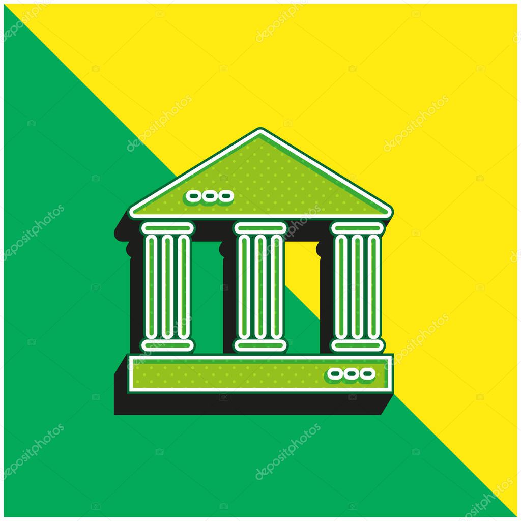 Bank Green and yellow modern 3d vector icon logo