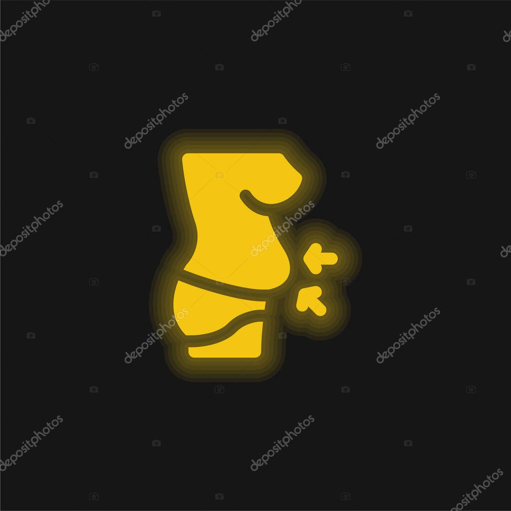 Belly yellow glowing neon icon