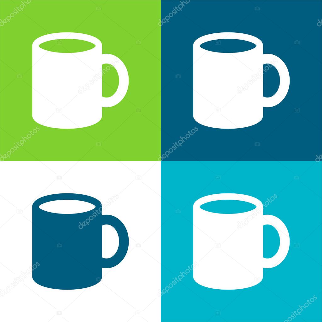 Big Cup Flat four color minimal icon set