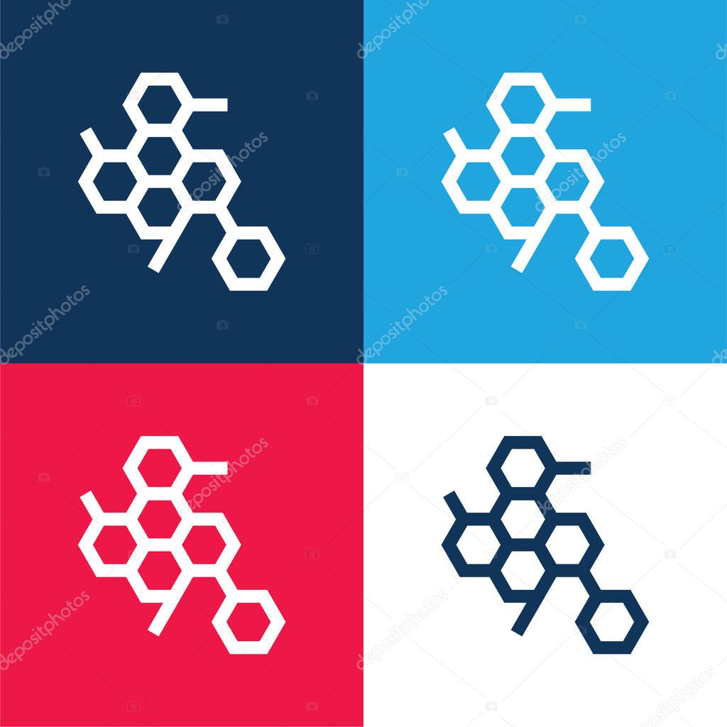Biology blue and red four color minimal icon set