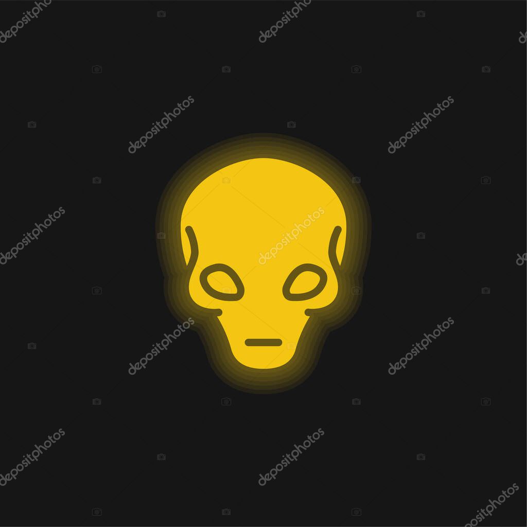 Alien yellow glowing neon icon