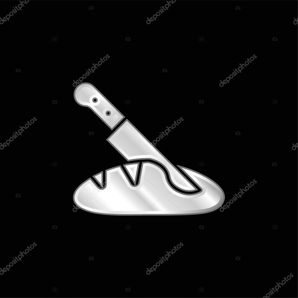 Bread silver plated metallic icon