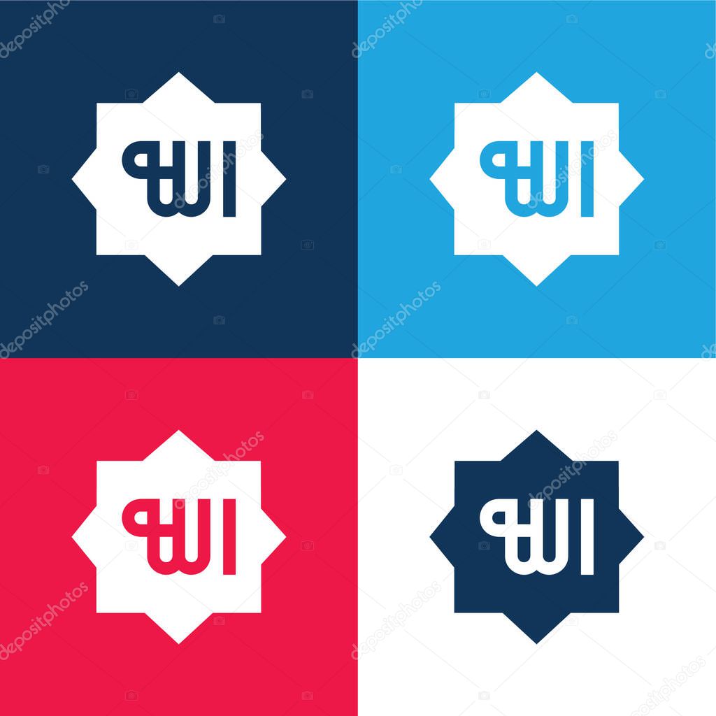 Allah blue and red four color minimal icon set