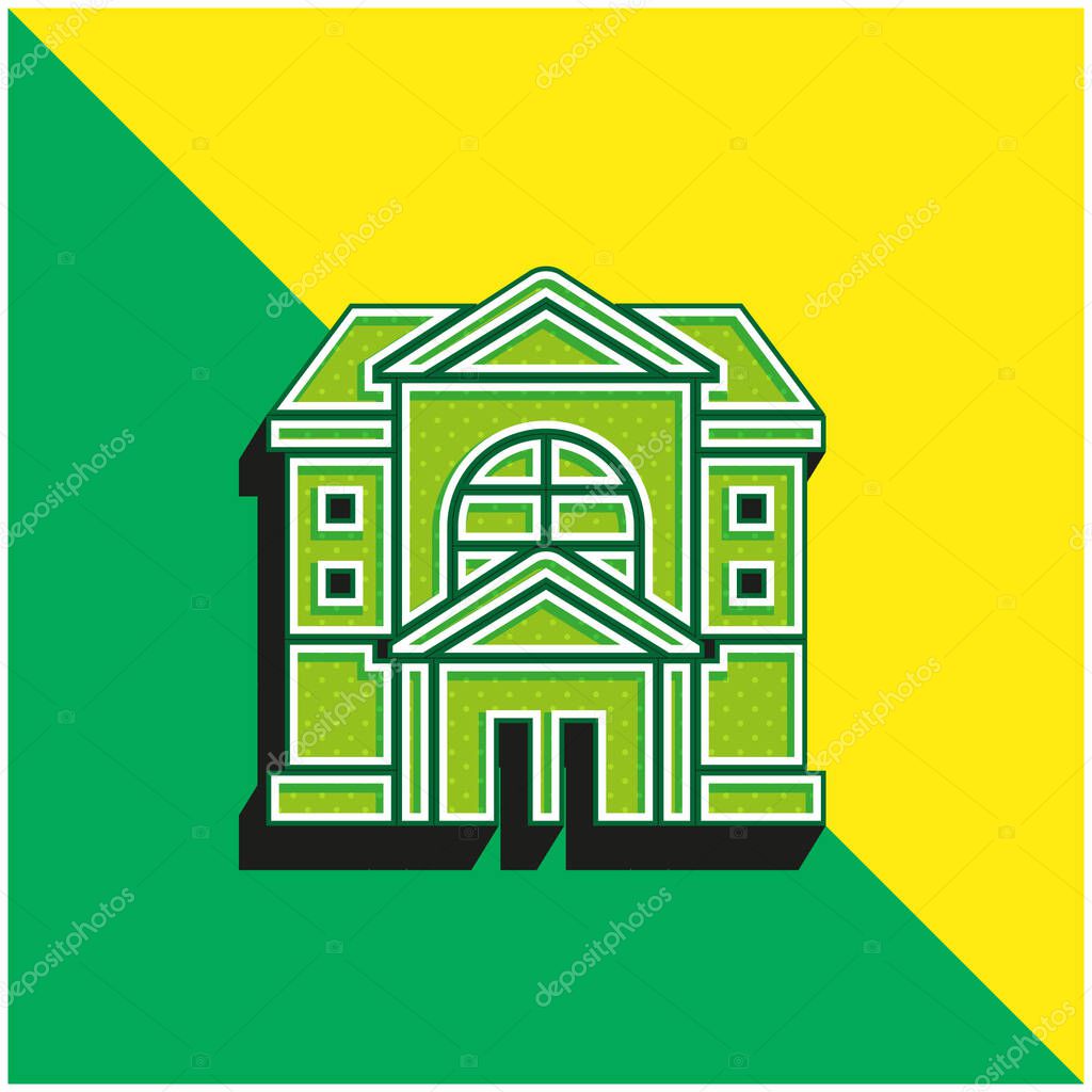 Apartment Green and yellow modern 3d vector icon logo