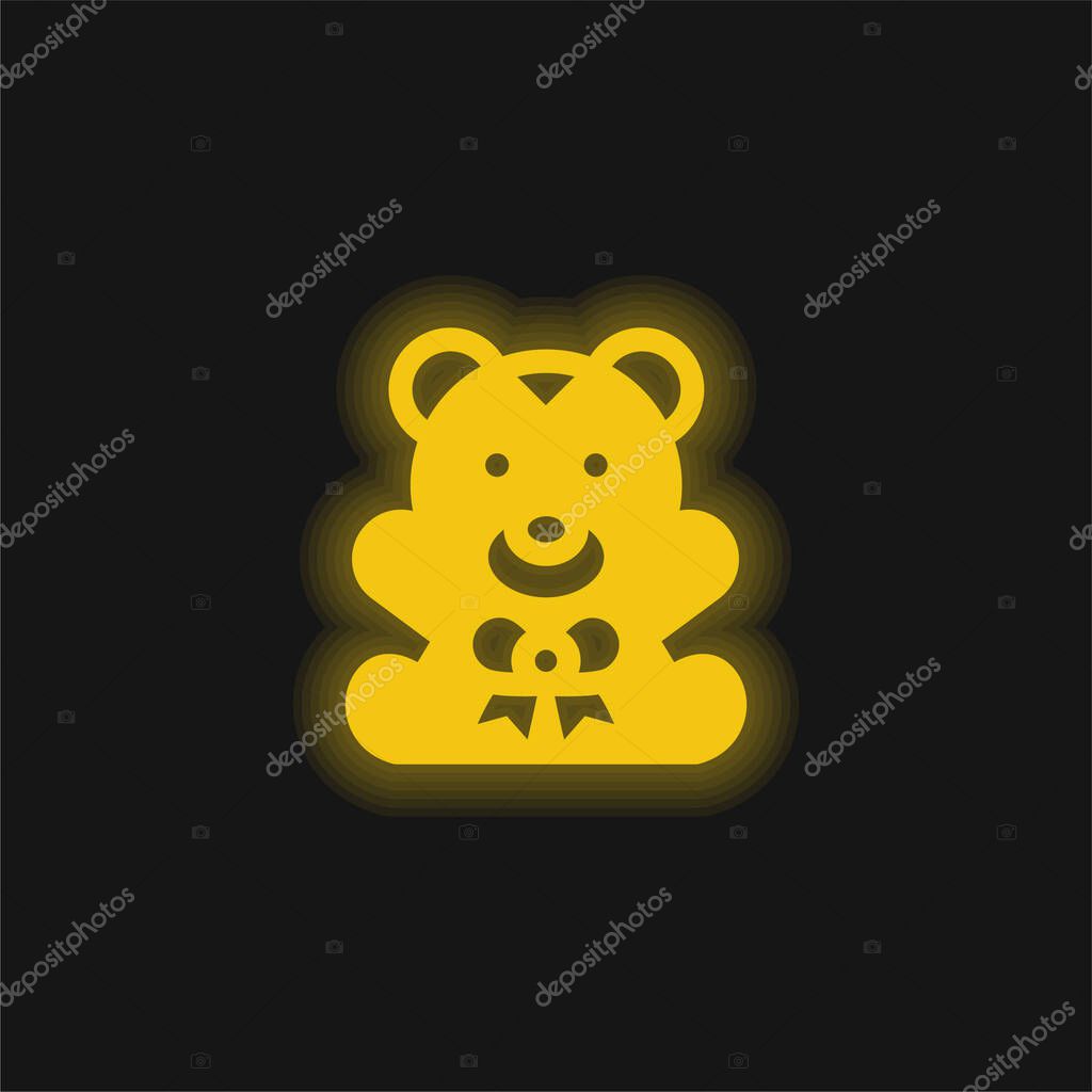 Bear yellow glowing neon icon