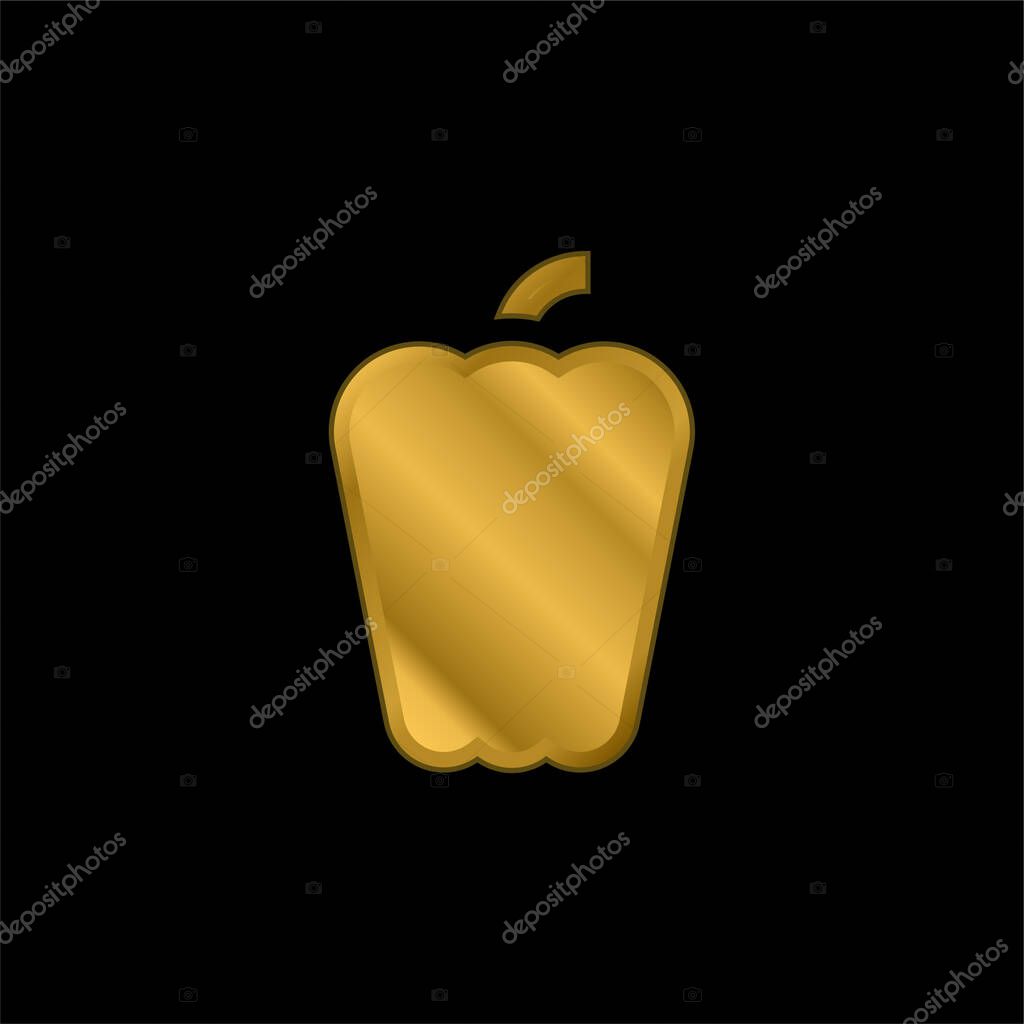 Bell Pepper gold plated metalic icon or logo vector