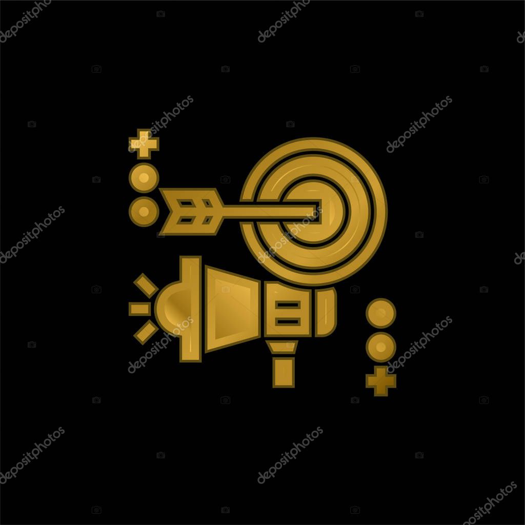 Advertising gold plated metalic icon or logo vector