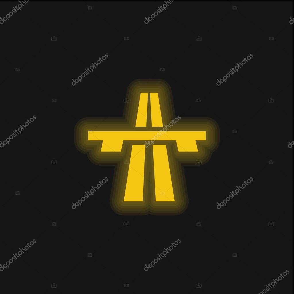 Bridge On Avenue Perspective yellow glowing neon icon