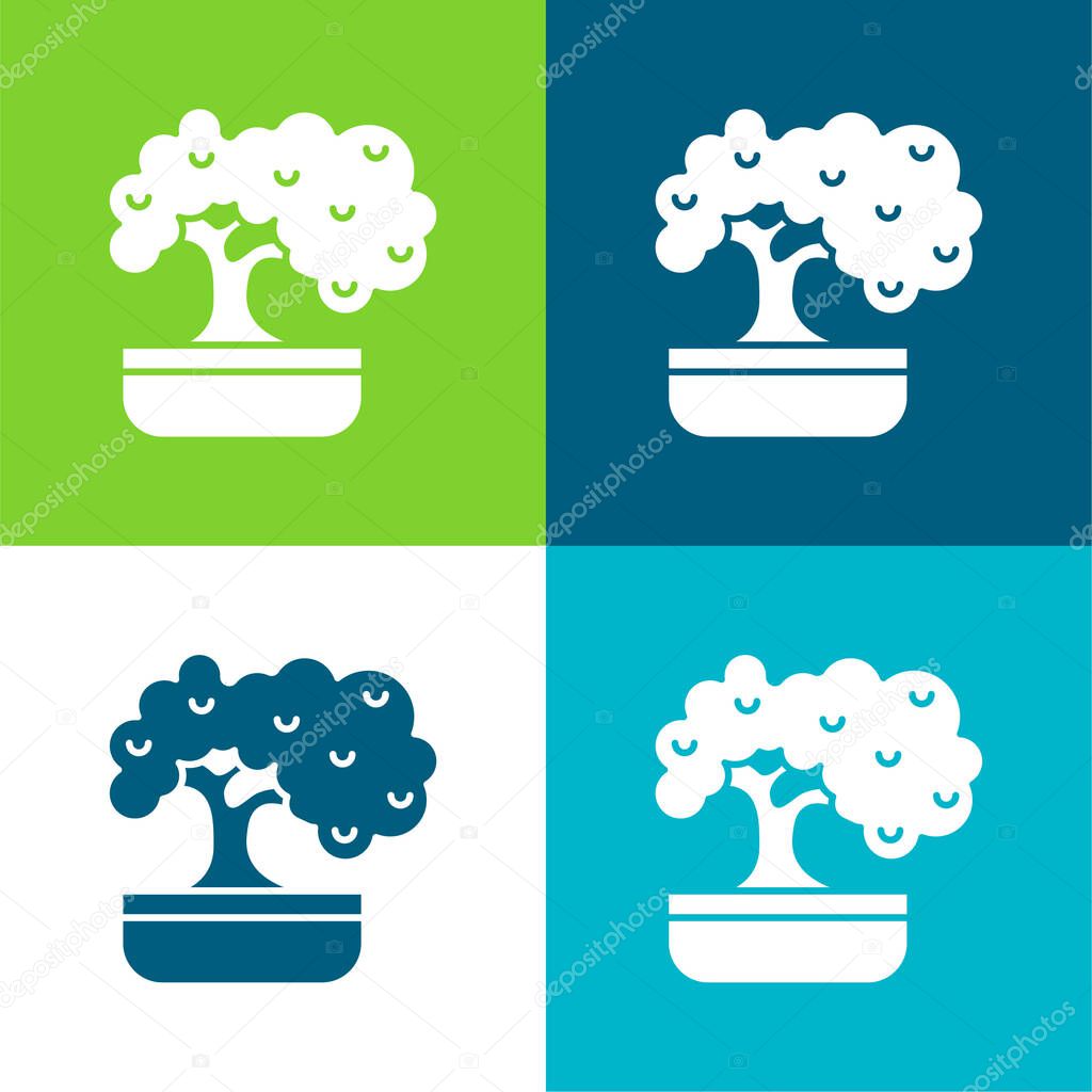Bonsai Flat four color minimal icon set
