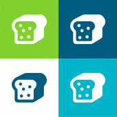 Bread Piece With Seeds Flat four color minimal icon set