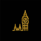 Big Ben vergoldet metallisches Symbol oder Logo-Vektor