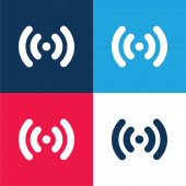 Antennensignal blau und rot vier Farben Minimalsymbolsatz