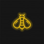 Bee yellow glowing neon icon