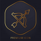 Íj és nyíl arany vonal prémium logó vagy ikon