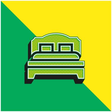 Yatak Yeşil ve Sarı Modern 3D vektör simgesi logosu