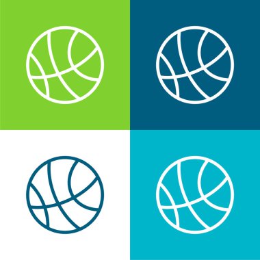 Basketbol Düz 4 renk minimal simge seti