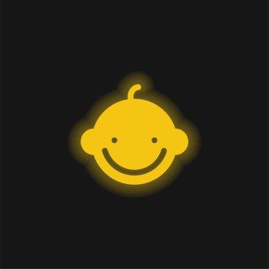 Bebek Çocuk sarı parlak neon simgesi