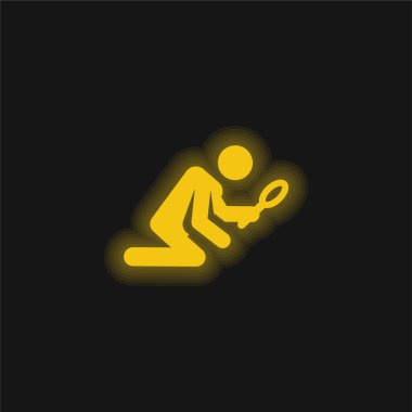 Archeologist yellow glowing neon icon clipart