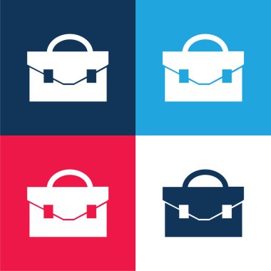Black Briefcase blue and red four color minimal icon set clipart