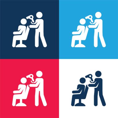 Berber mavisi ve kırmızı dört renk minimal simge kümesi