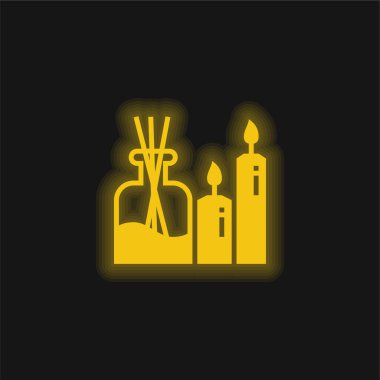 Aromaterapi sarı parlak neon simgesi
