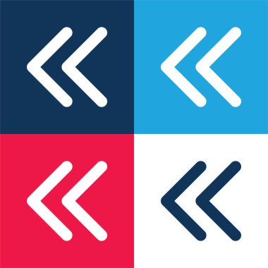 İnce Taslağın Okları Sol Mavi ve Kırmızı Dört Renk Simgesi Seti