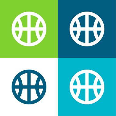 Basketbol Düz 4 renk minimal simge seti