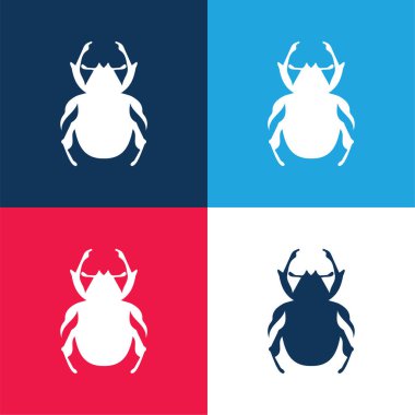 Beetle Shape blue and red four color minimal icon set clipart