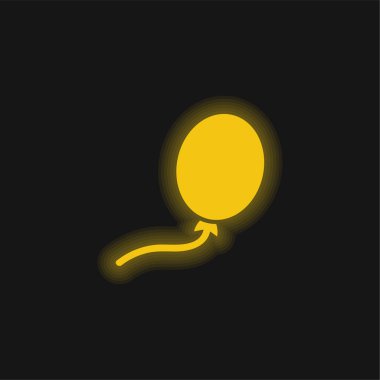 Balon Siyah Oval Şekli Sarı parlak neon simgesi