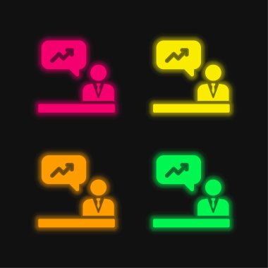 Analitik dört renk parlayan neon vektör simgesi