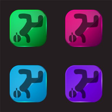 Breakdance dört renkli cam düğme simgesi