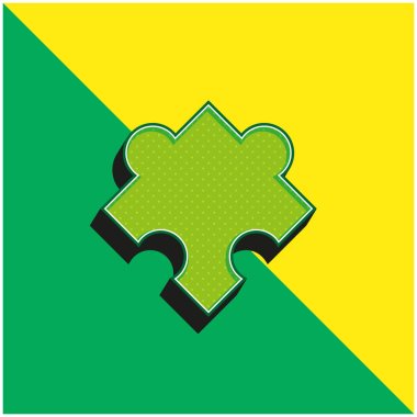 Black Puzzle Piece Rotated Shape Green and yellow modern 3d vector icon logo clipart