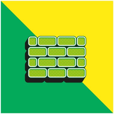 Tuğla Duvar Yeşil ve Sarı 3D vektör simgesi logosu