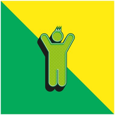 Boy With Rised Arms Green and yellow modern 3d vector icon logo clipart