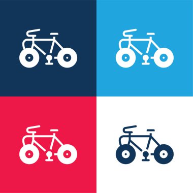 Bisiklet mavi ve kırmızı dört renk en az simge kümesi
