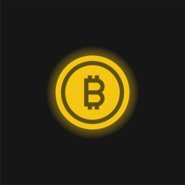 Bitcoin sarı parlayan neon simgesi