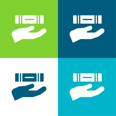 Kitap Düz 4 renk minimal simgesi seti