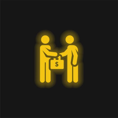 Bribery yellow glowing neon icon clipart