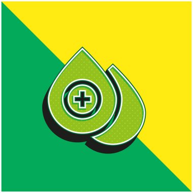 Kan Damlası Yeşil ve Sarı 3D vektör simgesi logosu