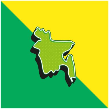 Bangladeş Yeşil ve Sarı 3D vektör simgesi