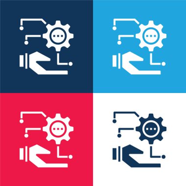 Algoritma mavi ve kırmızı dört renk minimal simgesi