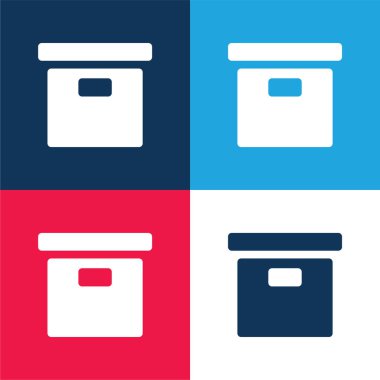 Arşiv mavi ve kırmızı dört renk minimal simge kümesi