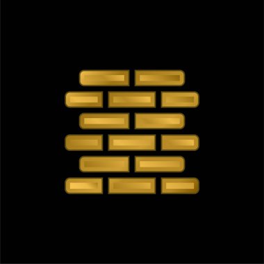 Altın kaplama metalik simge ya da logo vektörünü tuğlalar