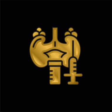 Adrenal Bez altın kaplama metalik simge veya logo vektörü