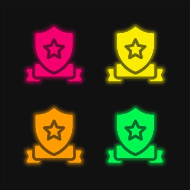 Dört renk parlayan neon vektör simgesi